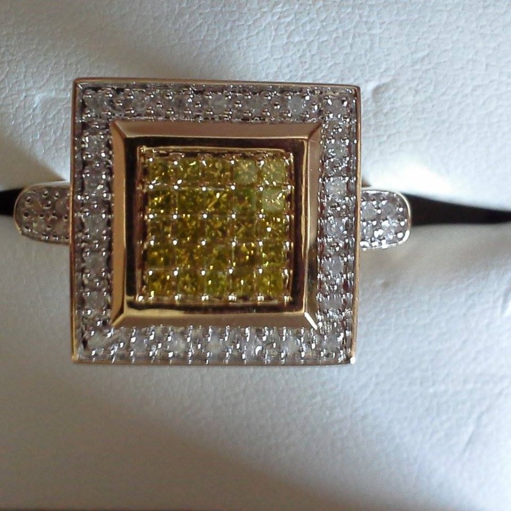 Yellow and White Diamond Ring
